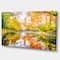 Designart - Bright Fall Forest with River - Large landscape Canvas Art Print